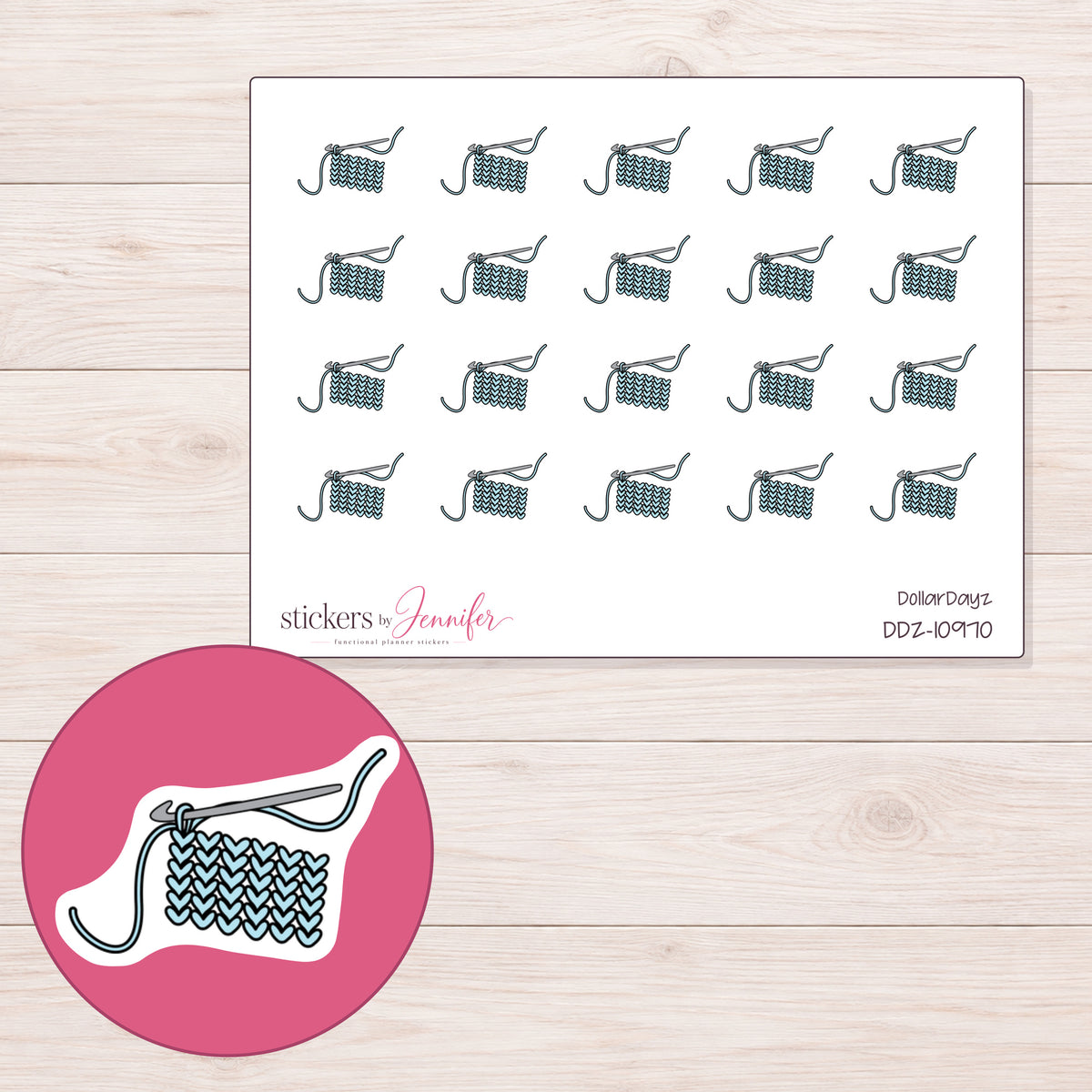 DDZ-10970 planner sticker sheet with enlarged sticker detail