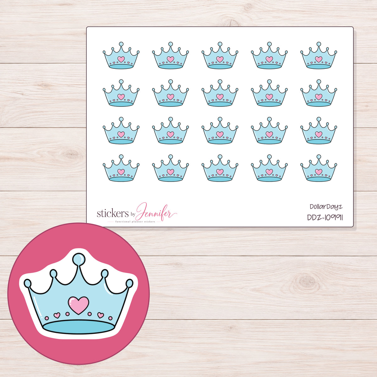 DDZ-10991 planner sticker sheet with enlarged sticker detail