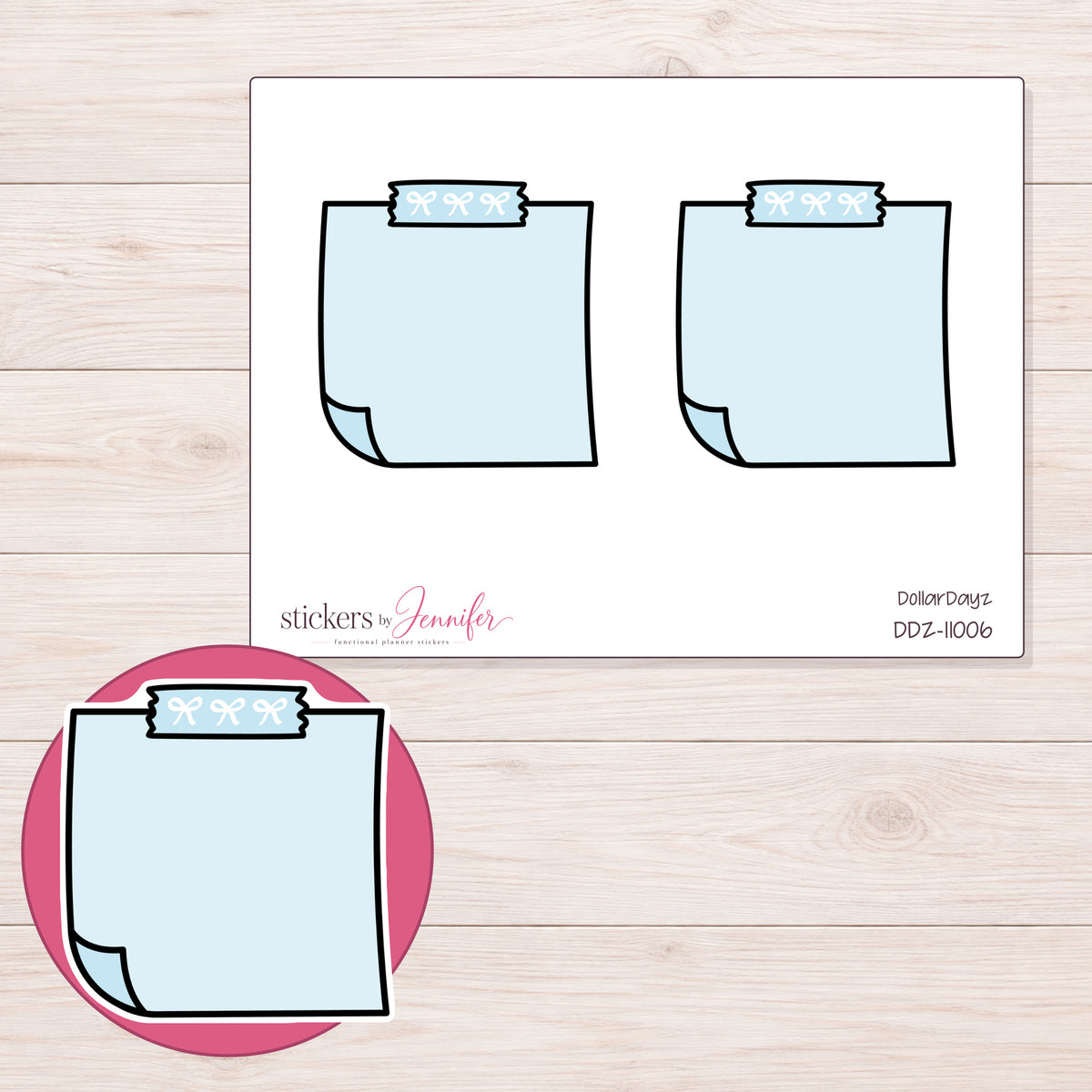 DDZ-11006 planner sticker sheet with enlarged sticker detail
