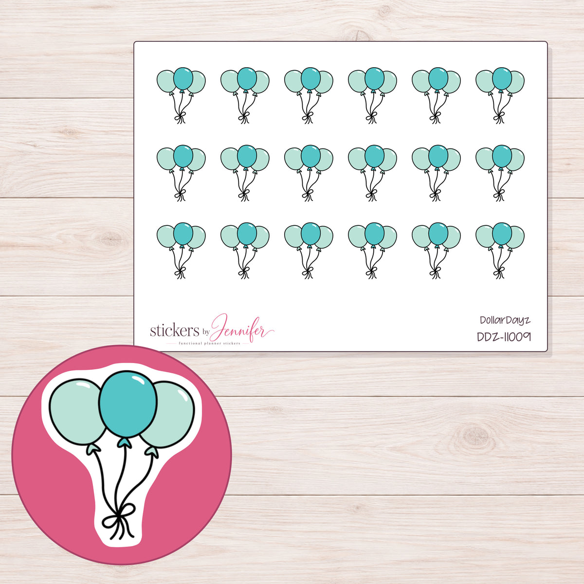 DDZ-11009 planner sticker sheet with enlarged sticker detail