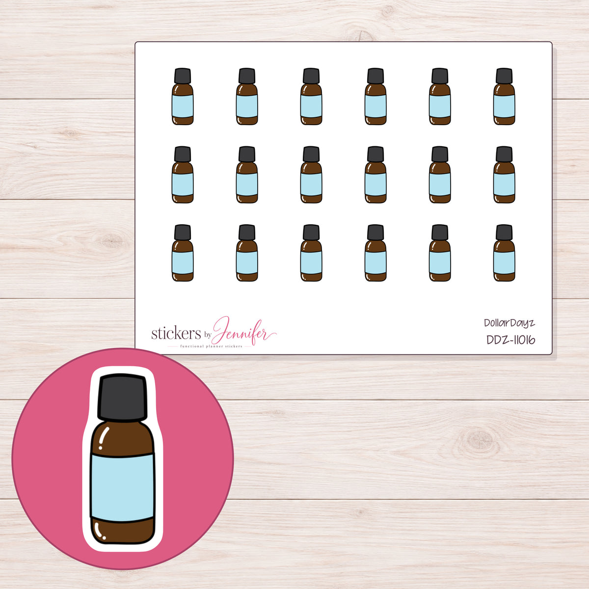 DDZ-11016 planner sticker sheet with enlarged sticker detail