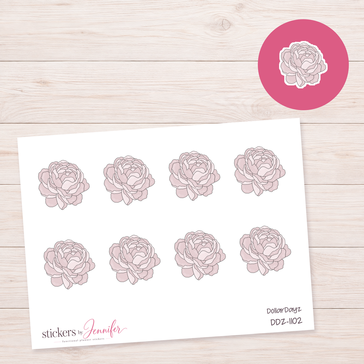 Blush Peony Planner Stickers | DDZ-1102