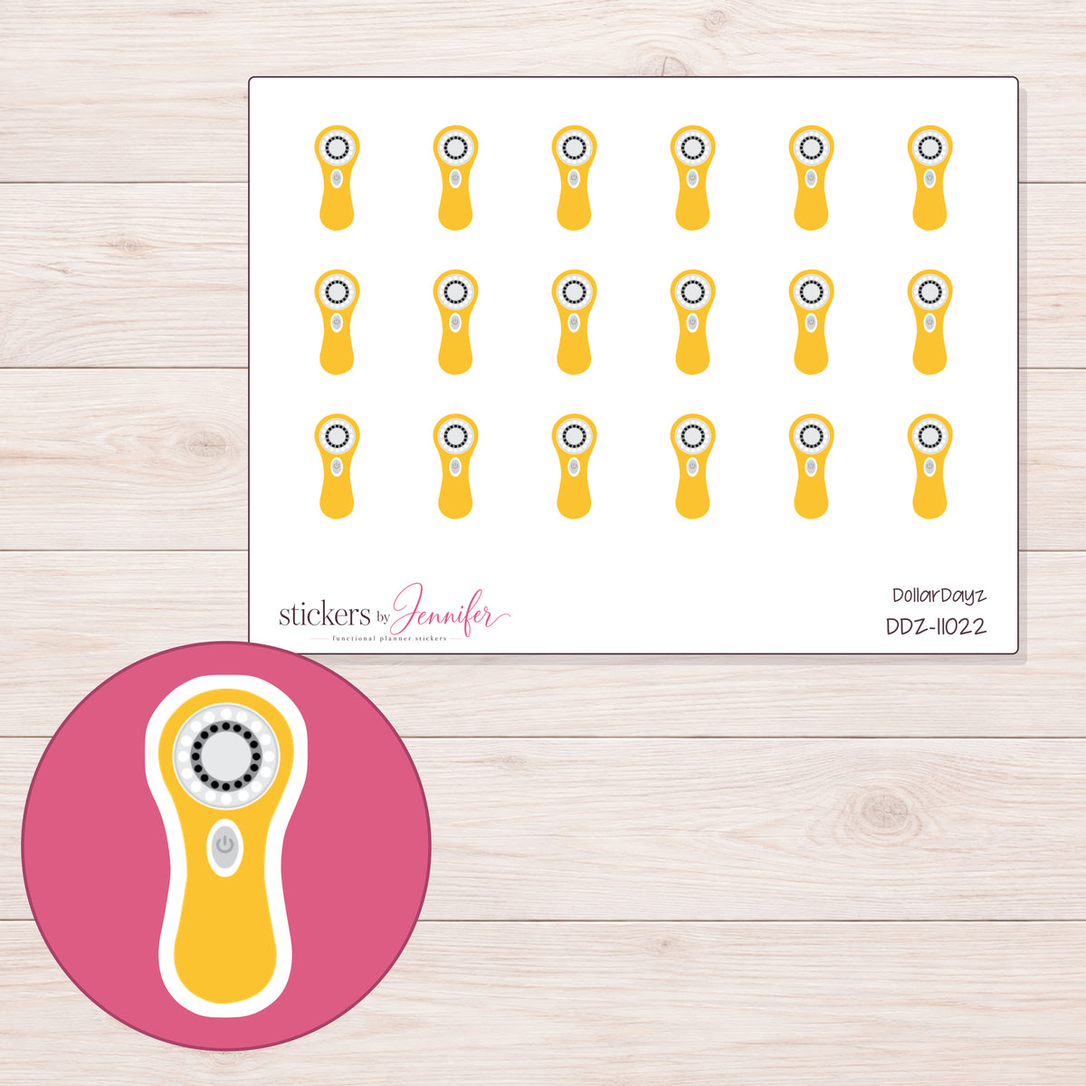 DDZ-11022 planner sticker sheet with enlarged sticker detail