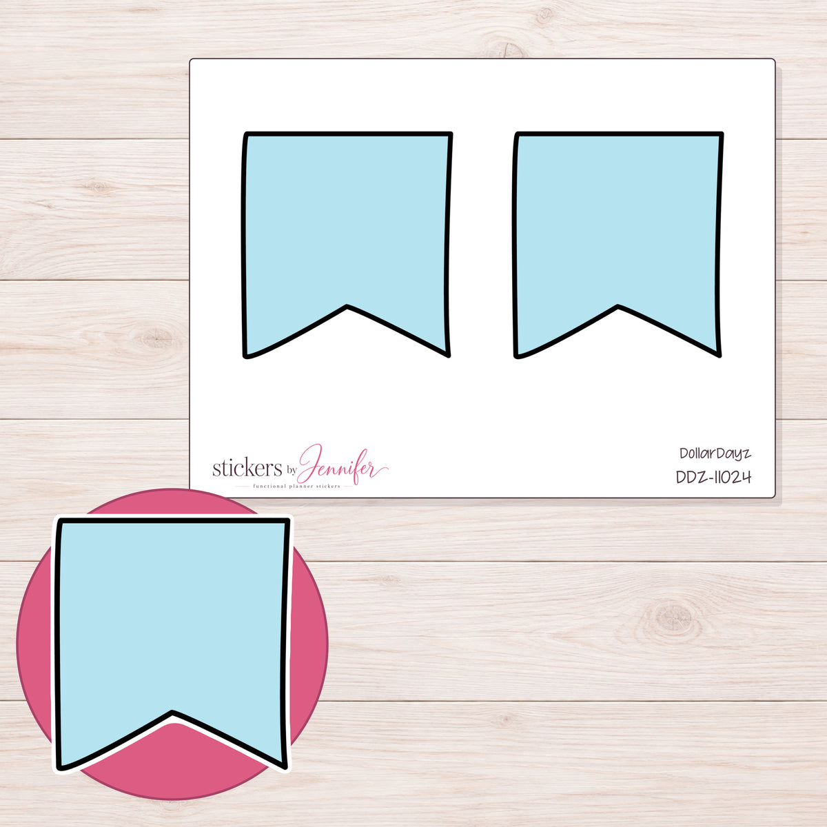 DDZ-11024 planner sticker sheet with enlarged sticker detail