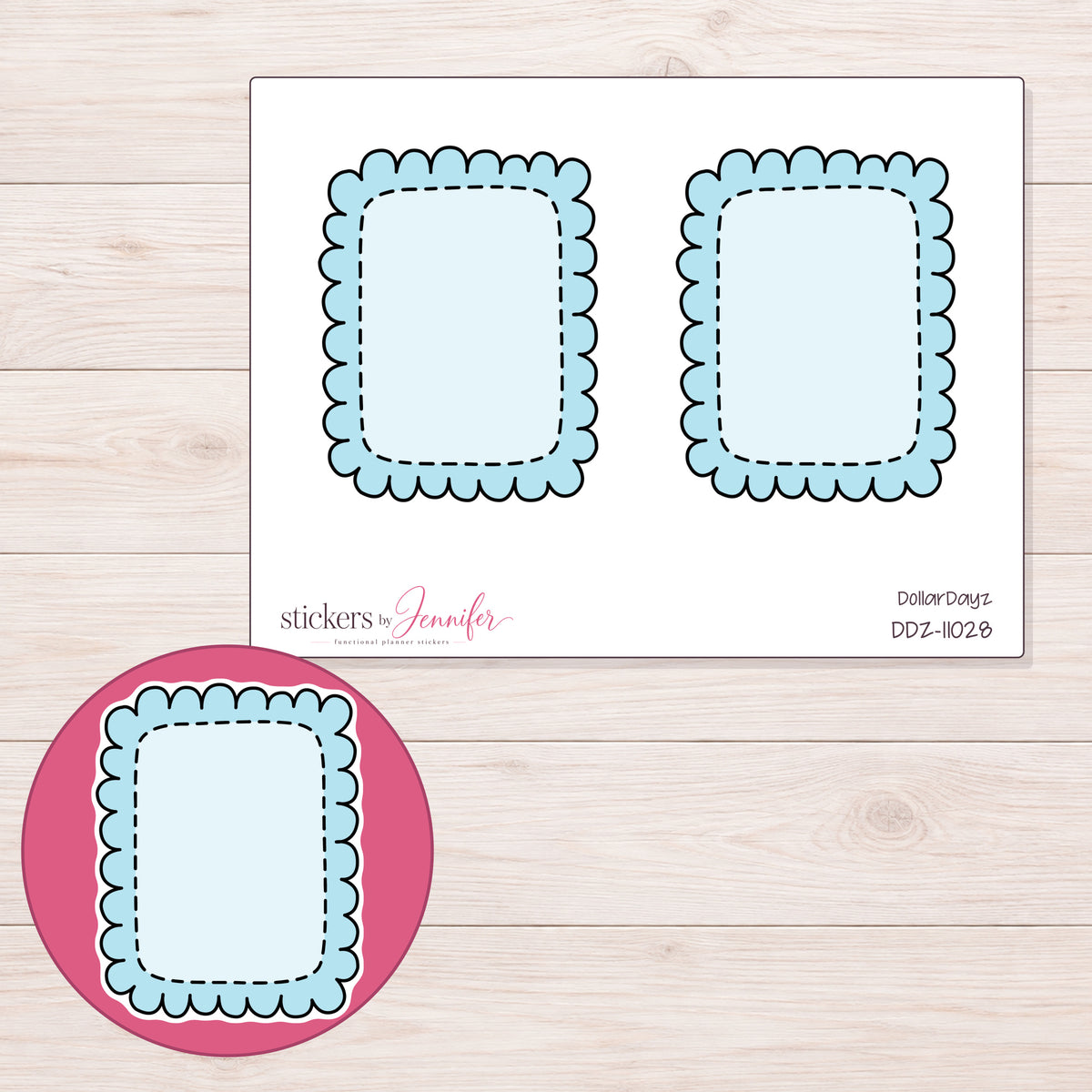 DDZ-11028 planner sticker sheet with enlarged sticker detail