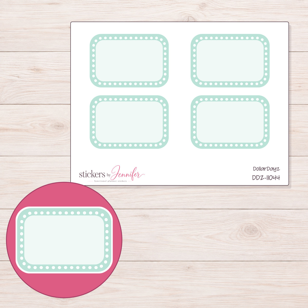 DDZ-11044 planner sticker sheet with enlarged sticker detail