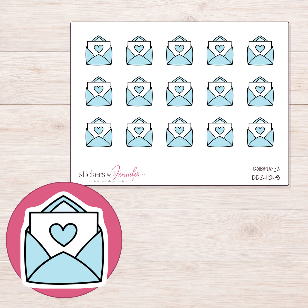 DDZ-11048 planner sticker sheet with enlarged sticker detail