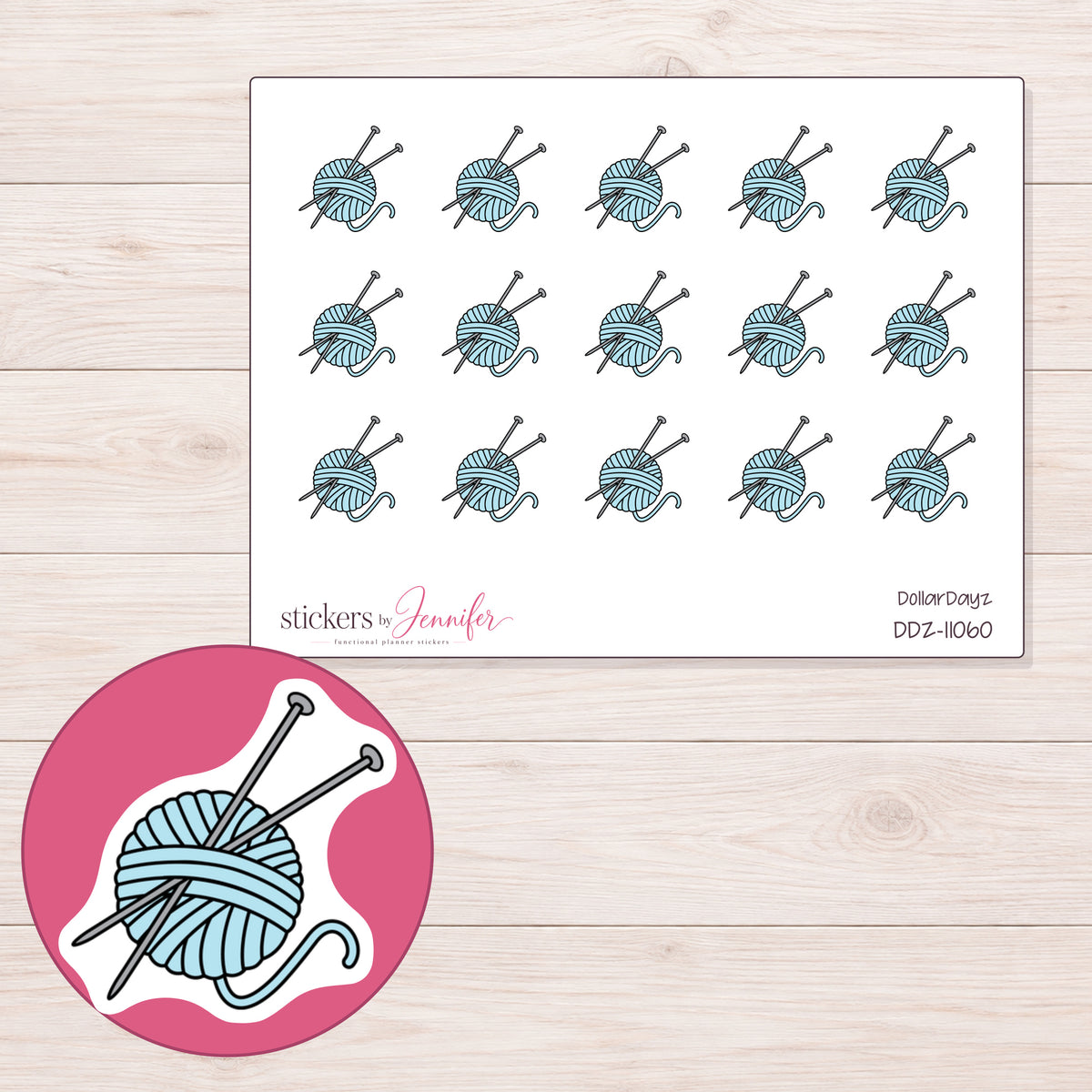 DDZ-11060 planner sticker sheet with enlarged sticker detail