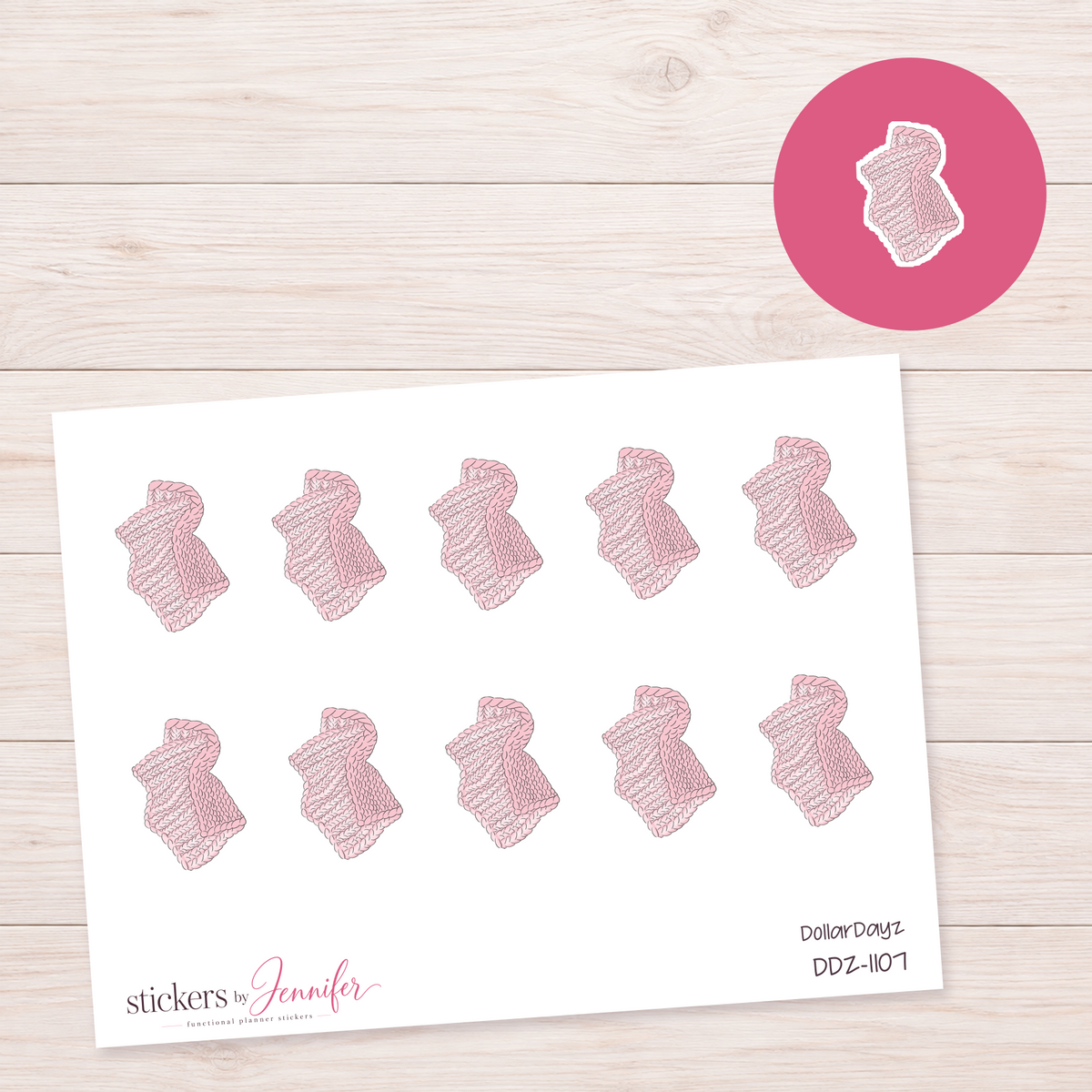 Pink Knit Scarf Planner Stickers | DDZ-1107