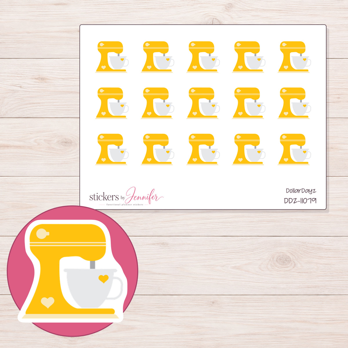 DDZ-11079 planner sticker sheet with enlarged sticker detail