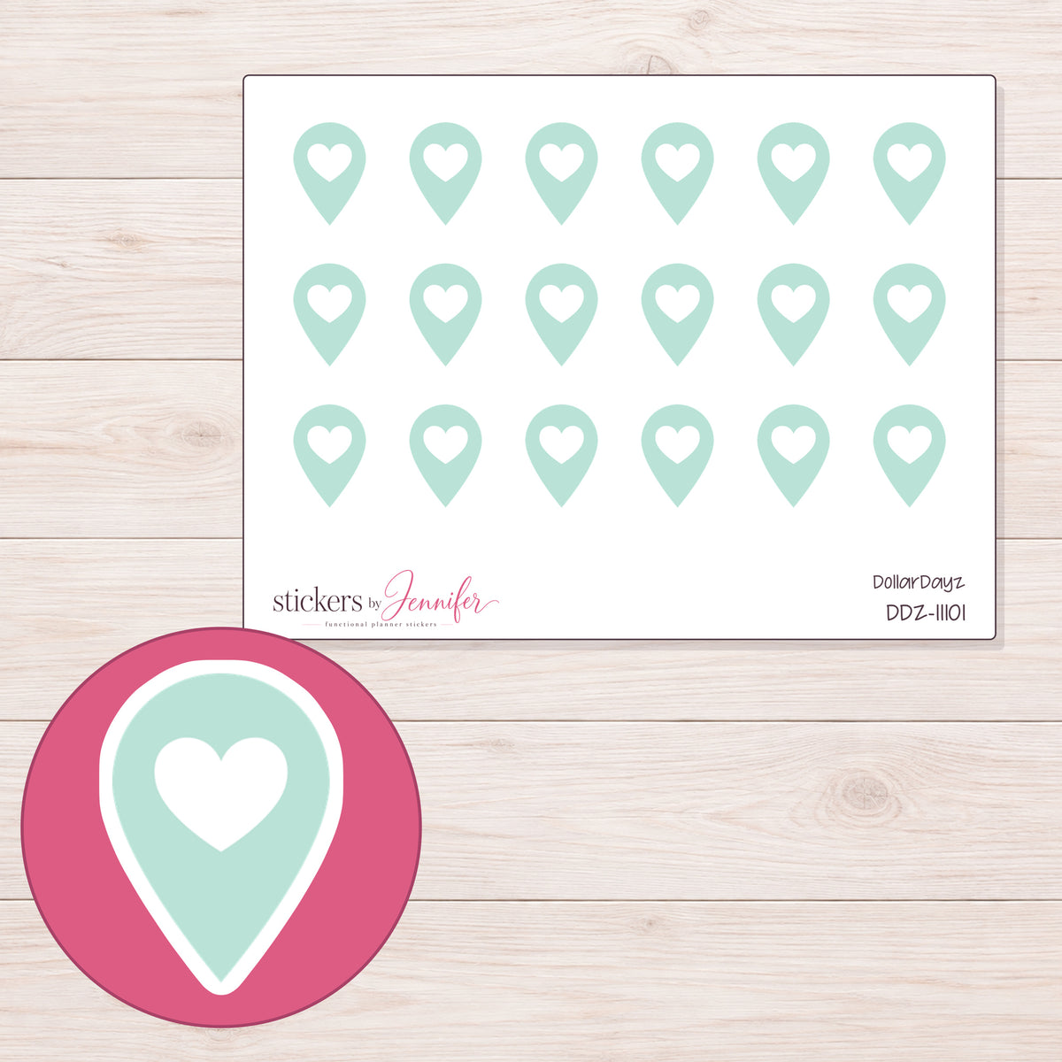 DDZ-11101 planner sticker sheet with enlarged sticker detail