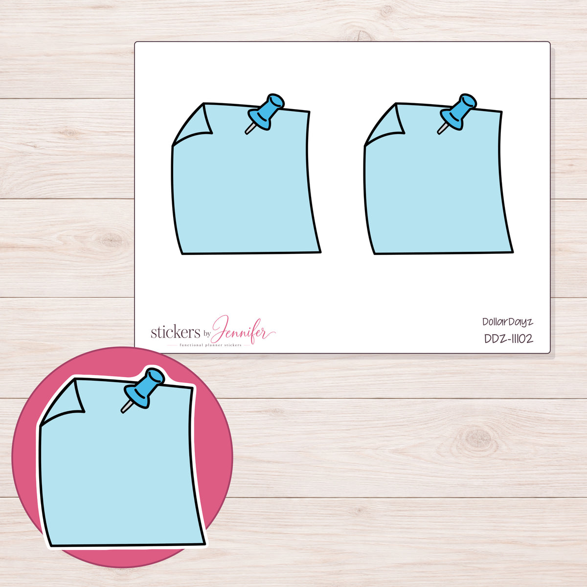 DDZ-11102 planner sticker sheet with enlarged sticker detail