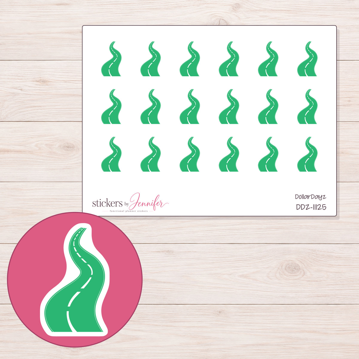 DDZ-11125 planner sticker sheet with enlarged sticker detail