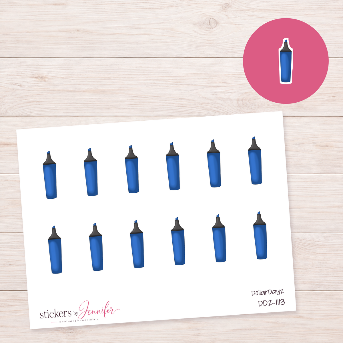 Blue Highlighter Planner Stickers | DDZ-1113