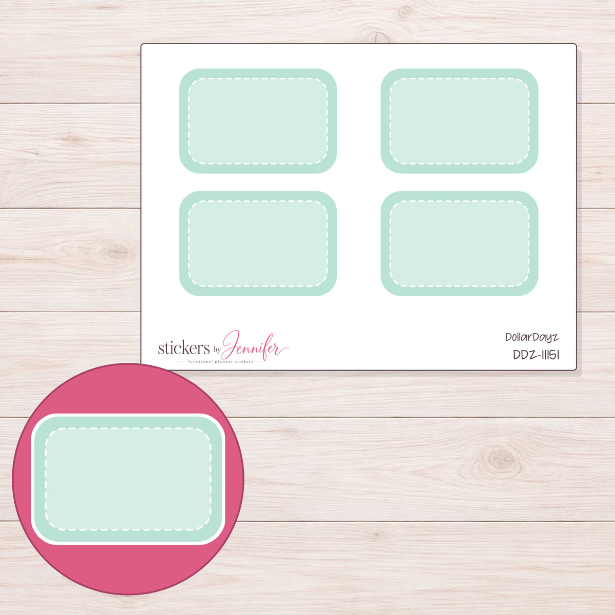 DDZ-11151 planner sticker sheet with enlarged sticker detail