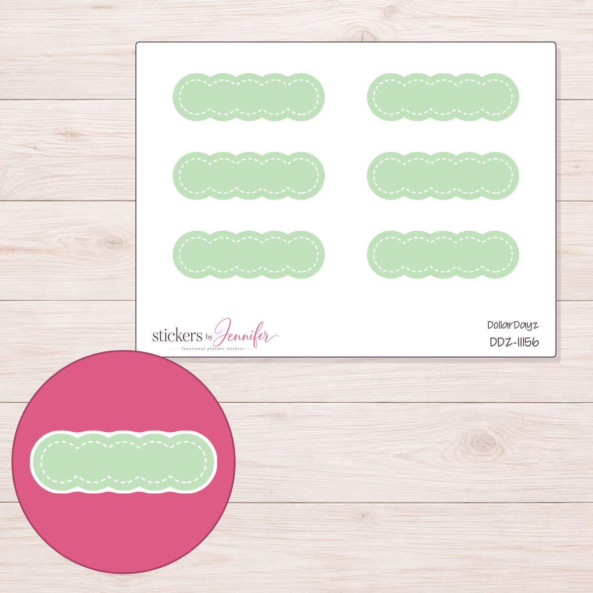 DDZ-11156 planner sticker sheet with enlarged sticker detail