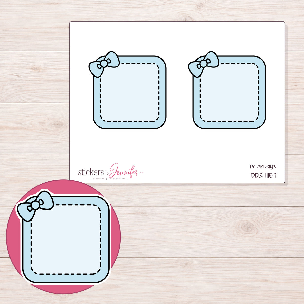 DDZ-11157 planner sticker sheet with enlarged sticker detail