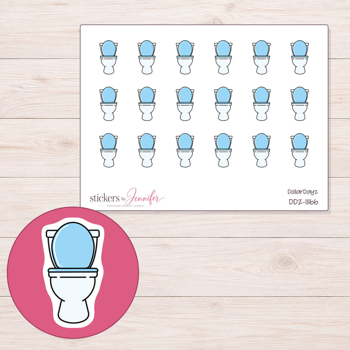 DDZ-11166 planner sticker sheet with enlarged sticker detail