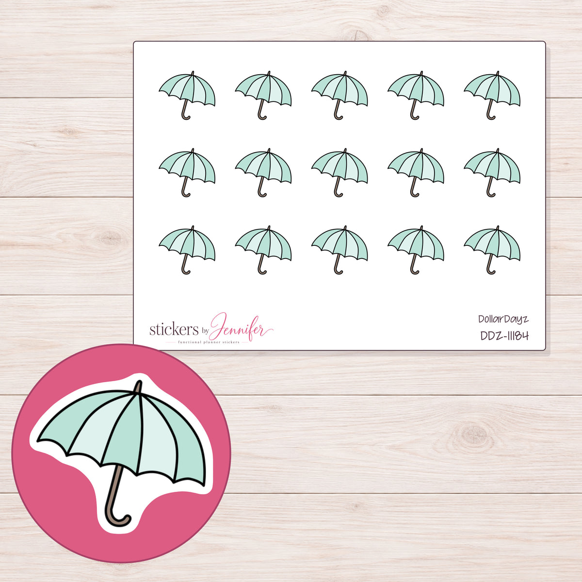 DDZ-11184 planner sticker sheet with enlarged sticker detail