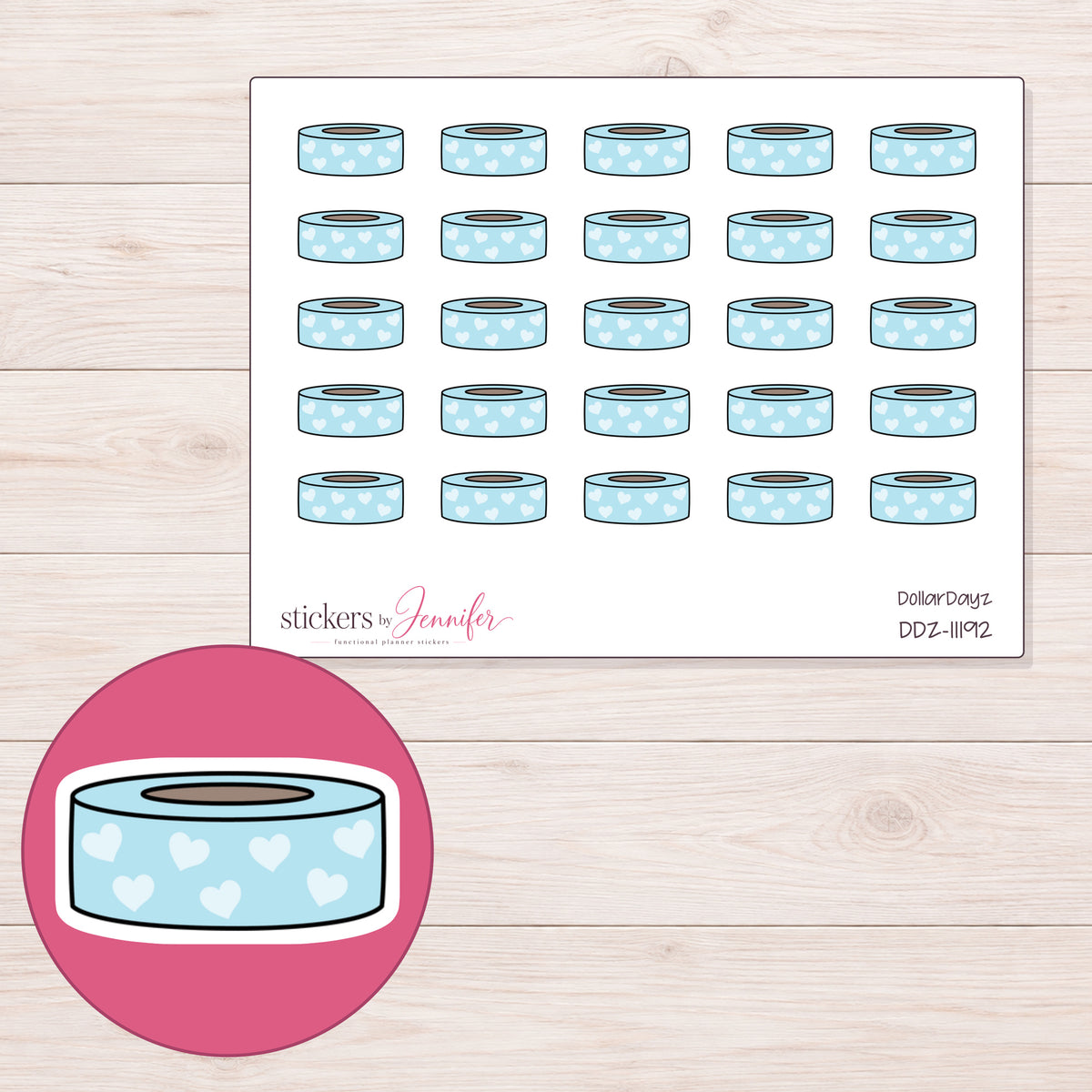 DDZ-11192 planner sticker sheet with enlarged sticker detail