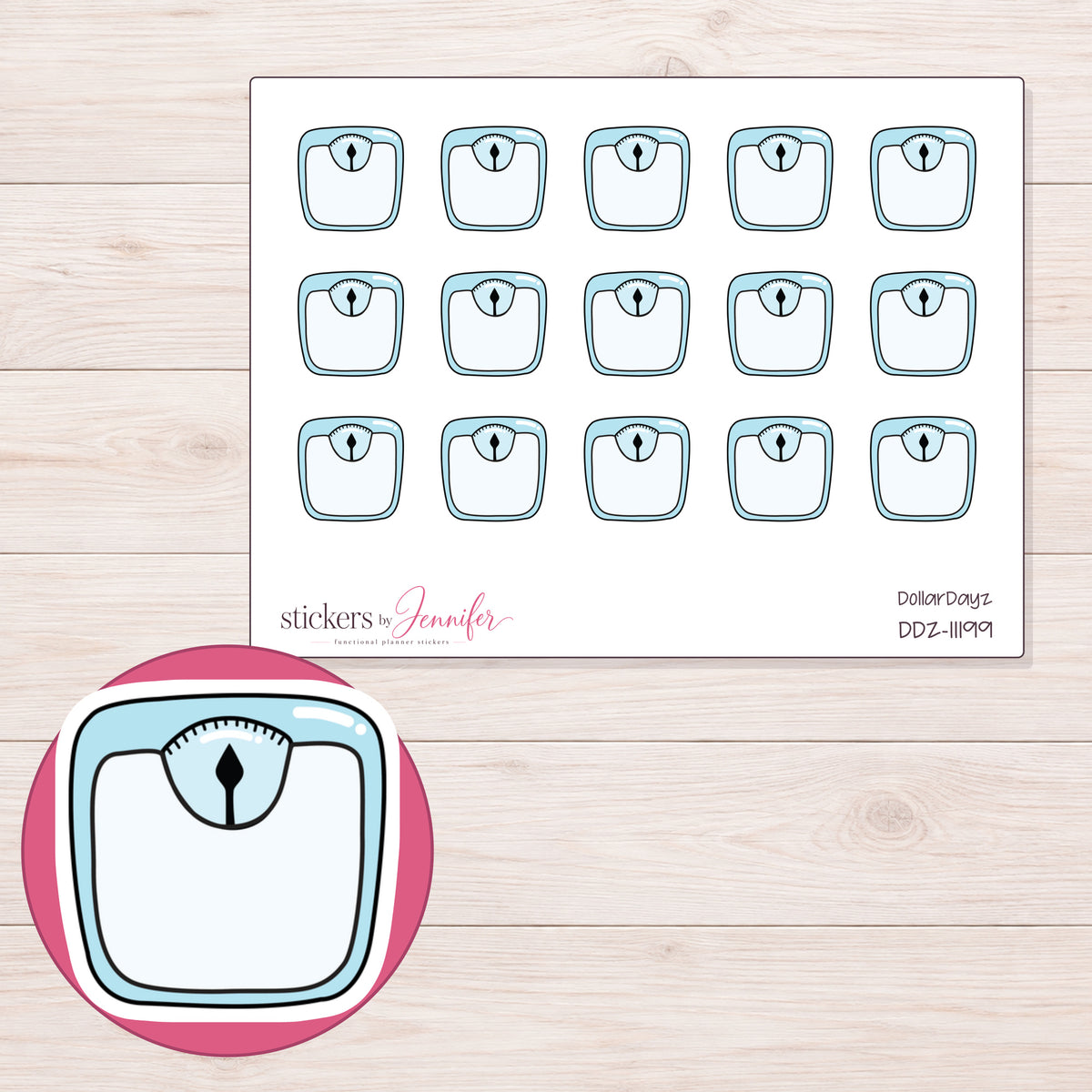 DDZ-11199 planner sticker sheet with enlarged sticker detail