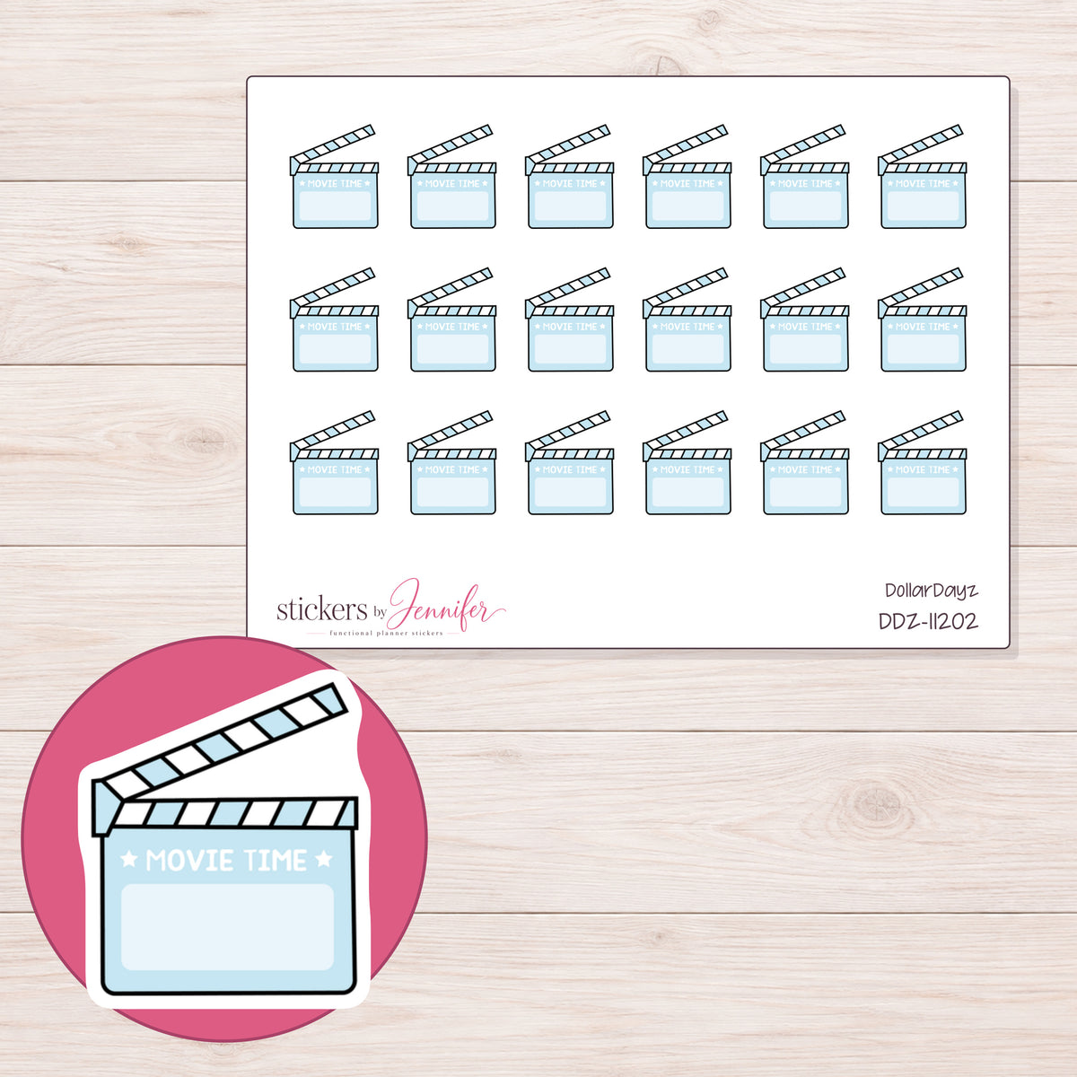 DDZ-11202 planner sticker sheet with enlarged sticker detail