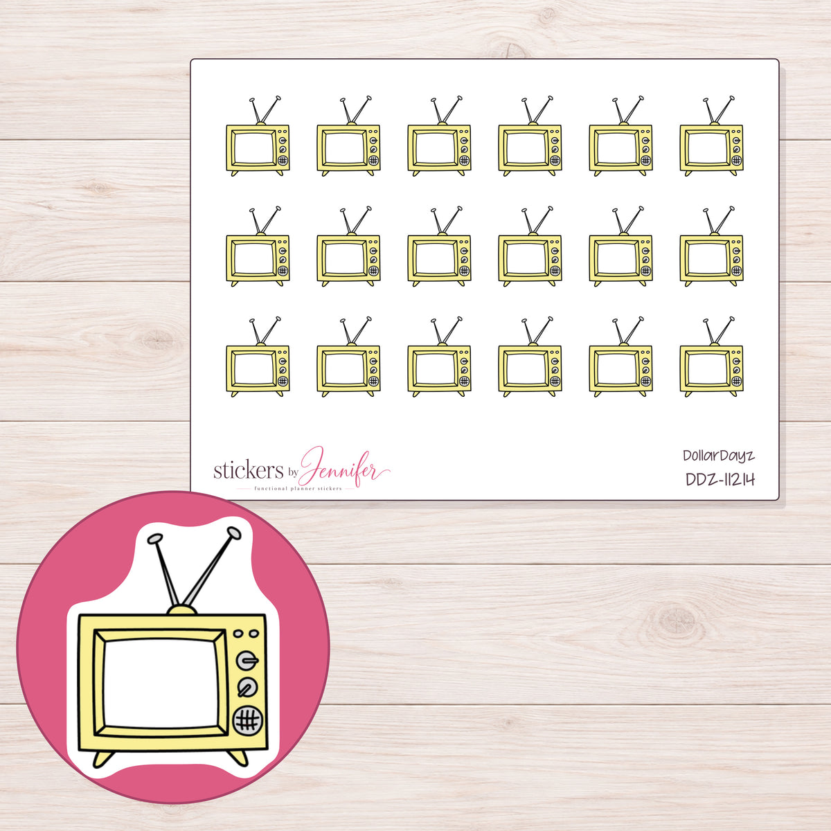DDZ-11214 planner sticker sheet with enlarged sticker detail