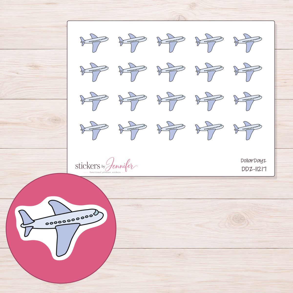DDZ-11217 planner sticker sheet with enlarged sticker detail
