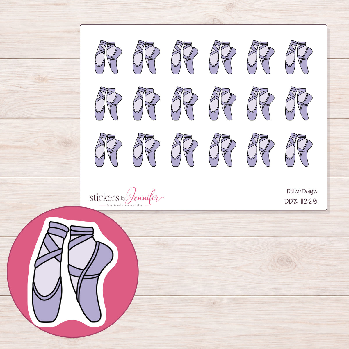 DDZ-11228 planner sticker sheet with enlarged sticker detail
