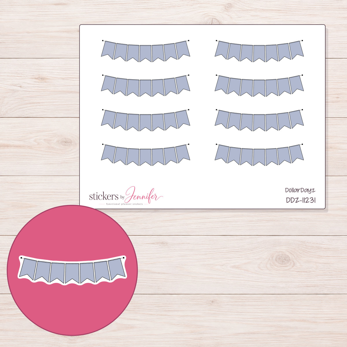 DDZ-11231 planner sticker sheet with enlarged sticker detail