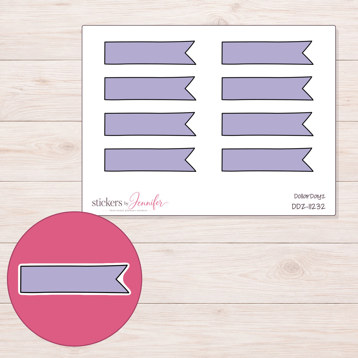 DDZ-11232 planner sticker sheet with enlarged sticker detail