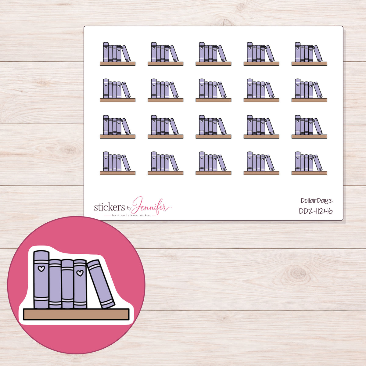DDZ-11246 planner sticker sheet with enlarged sticker detail