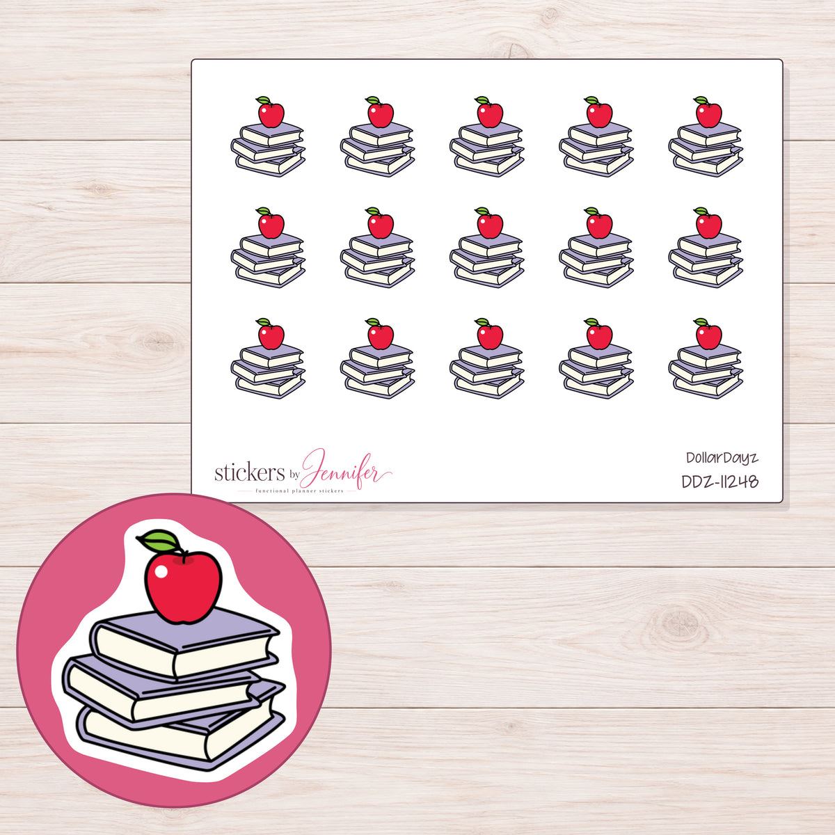DDZ-11248 planner sticker sheet with enlarged sticker detail
