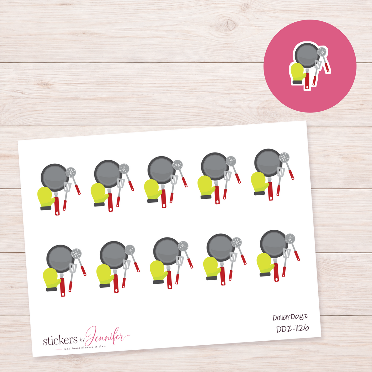 Cooking Pan and Utensils Planner Stickers | DDZ-1126