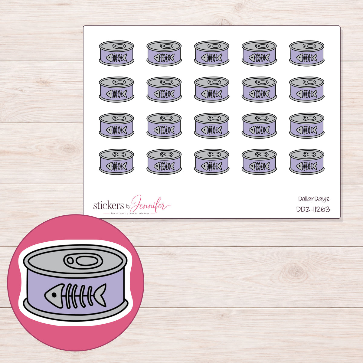 DDZ-11263 planner sticker sheet with enlarged sticker detail