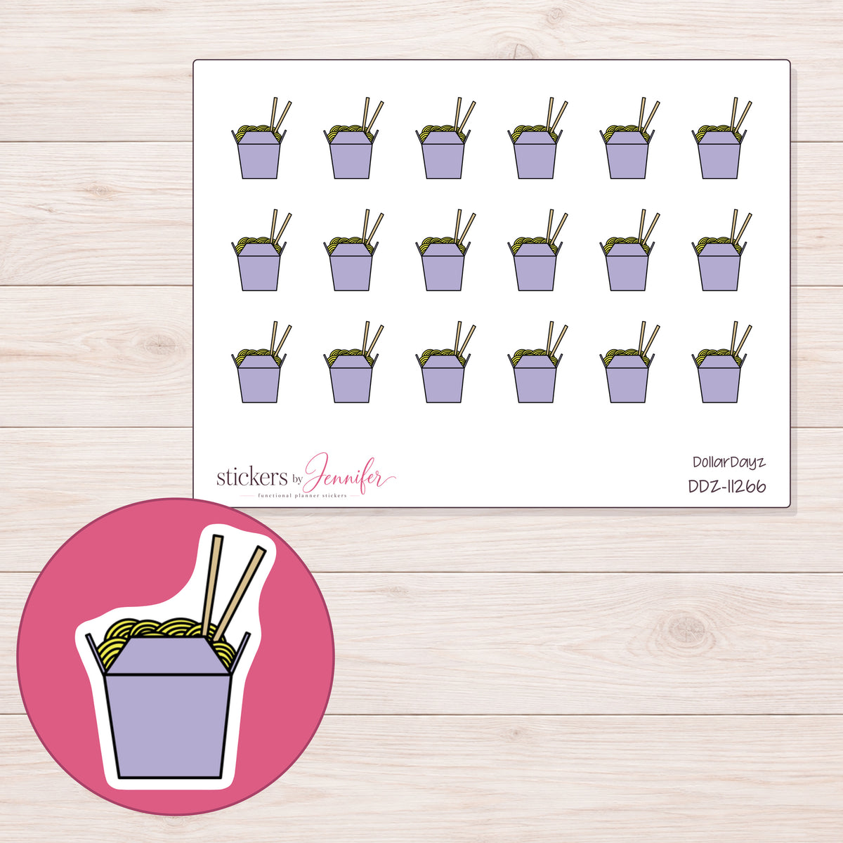 DDZ-11266 planner sticker sheet with enlarged sticker detail
