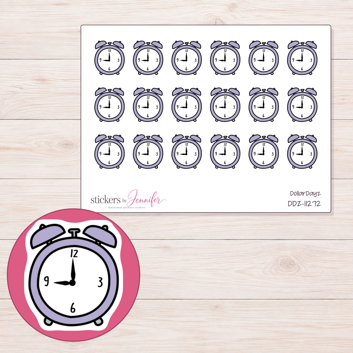 DDZ-11272 planner sticker sheet with enlarged sticker detail