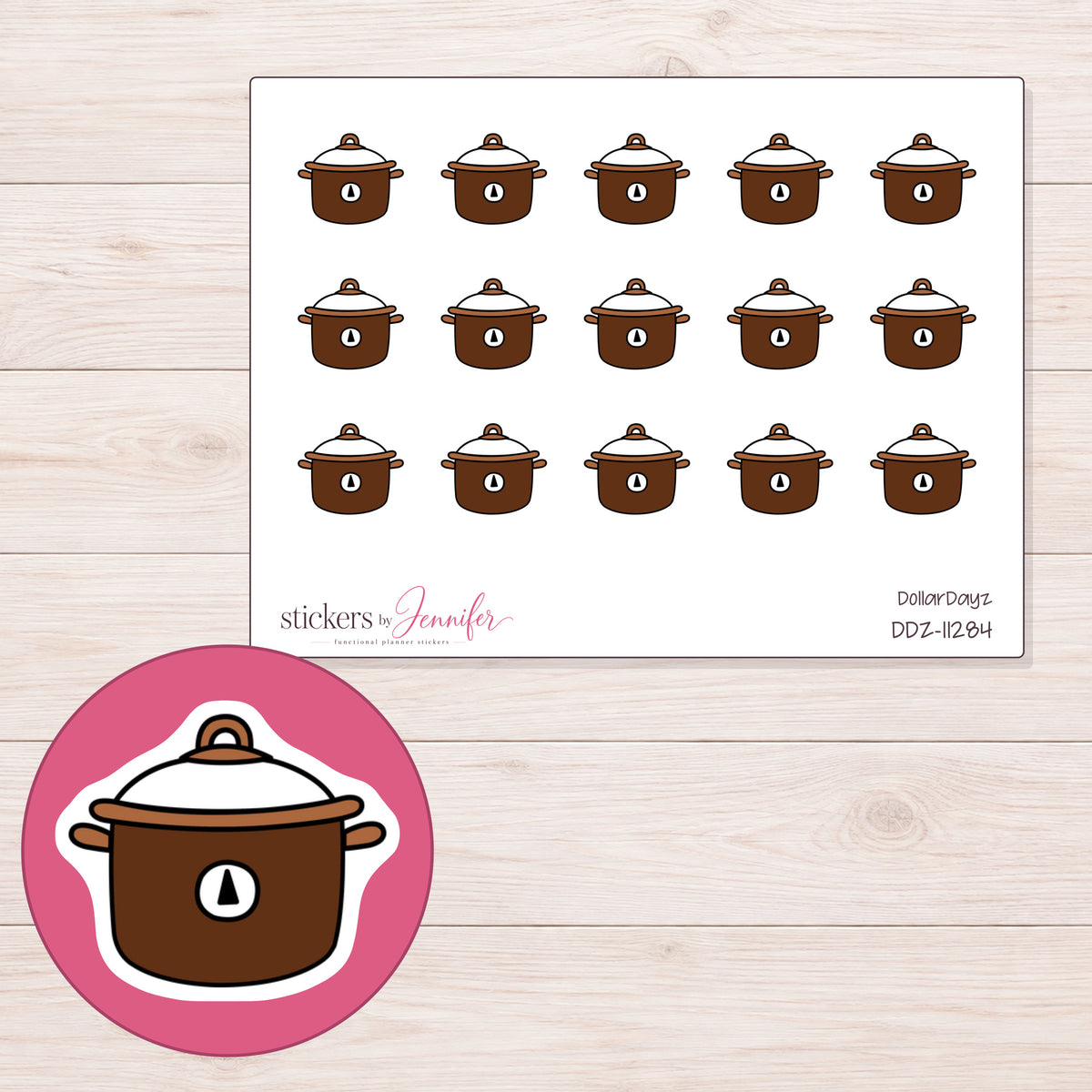 DDZ-11284 planner sticker sheet with enlarged sticker detail