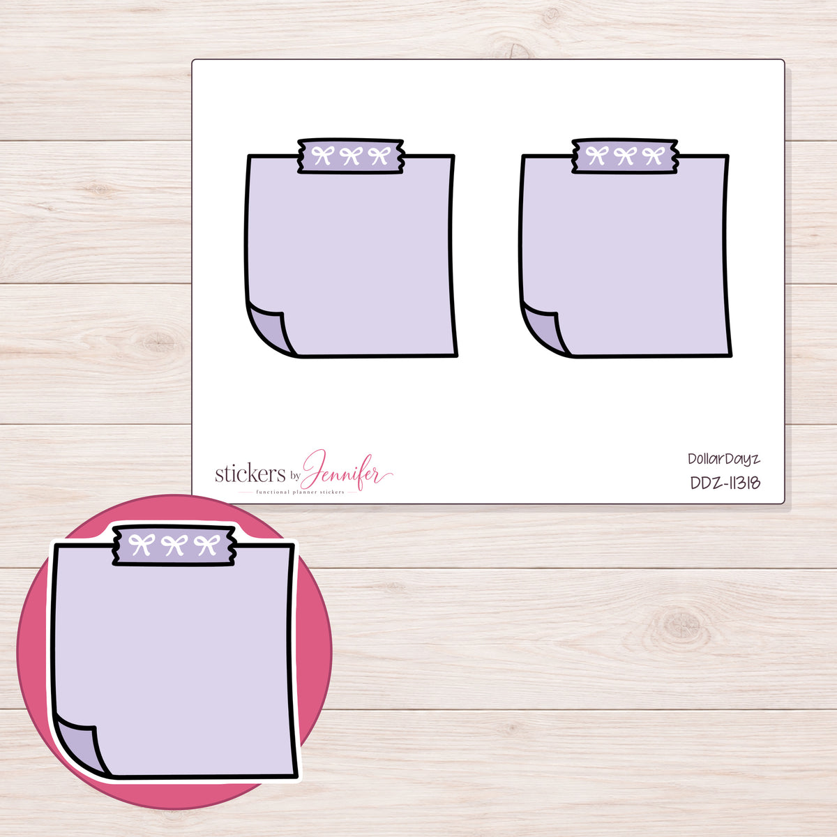 DDZ-11318 planner sticker sheet with enlarged sticker detail