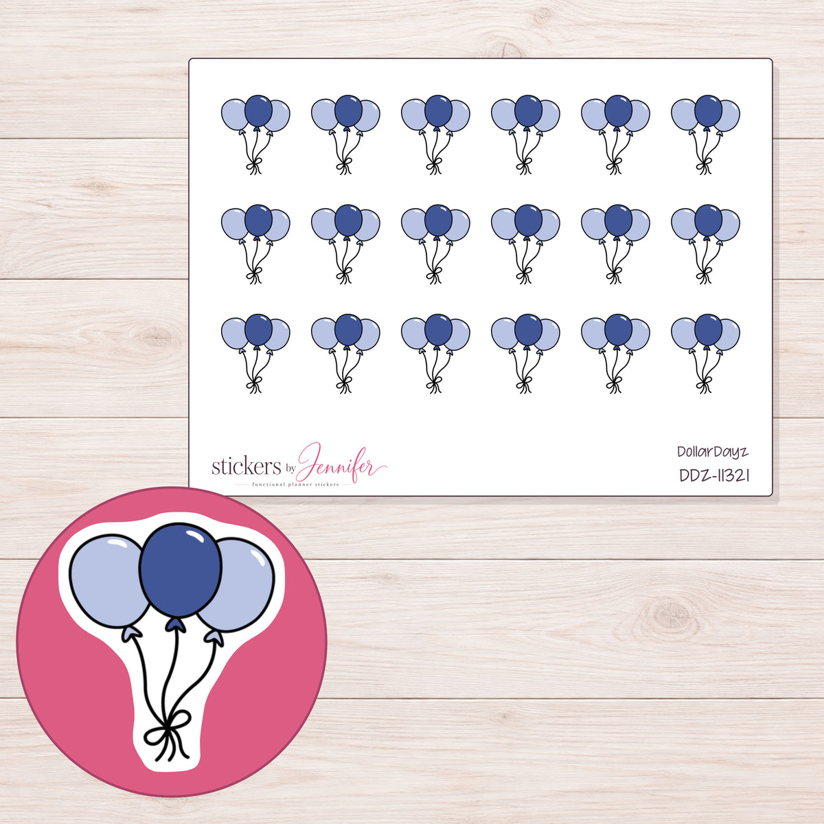 DDZ-11321 planner sticker sheet with enlarged sticker detail