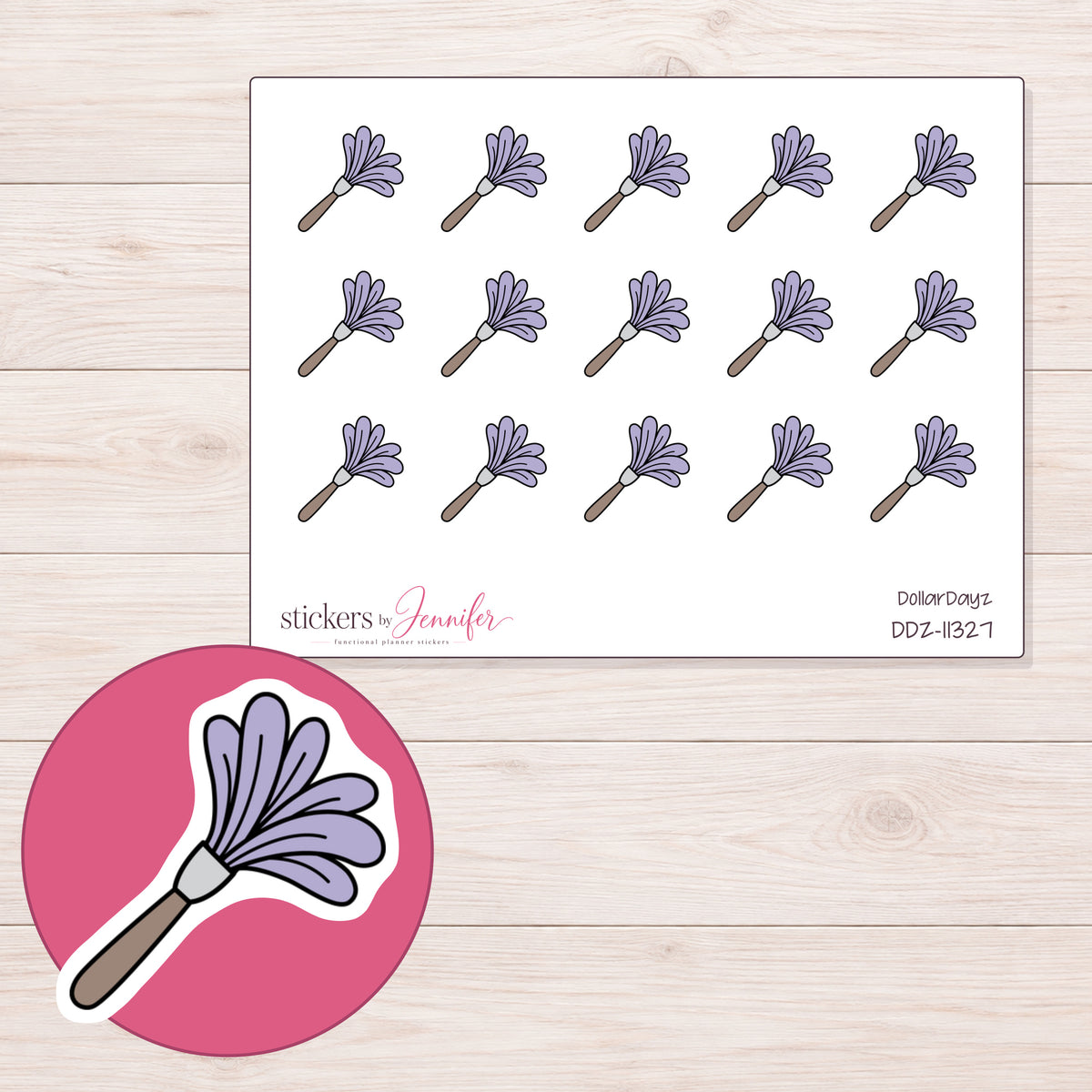 DDZ-11327 planner sticker sheet with enlarged sticker detail