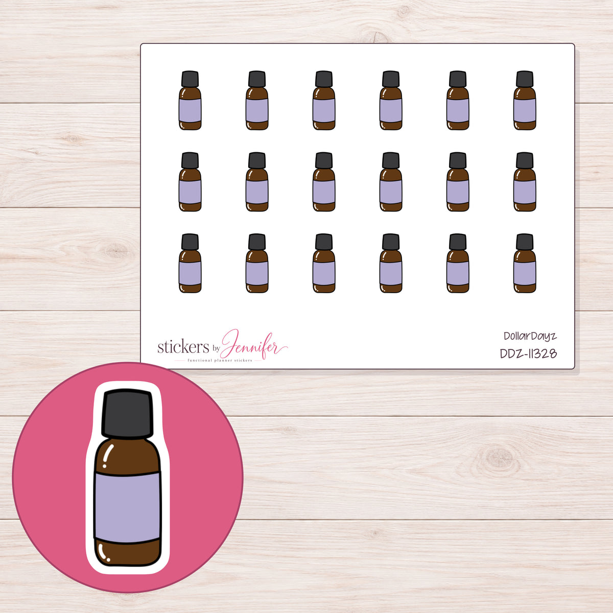 DDZ-11328 planner sticker sheet with enlarged sticker detail