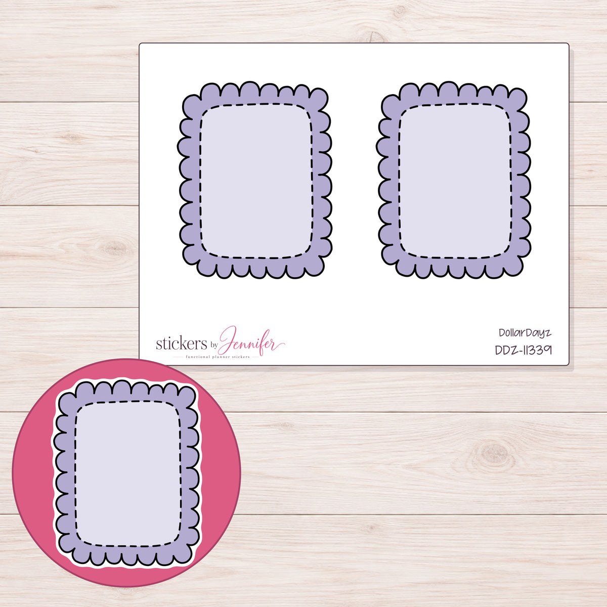 DDZ-11339 planner sticker sheet with enlarged sticker detail