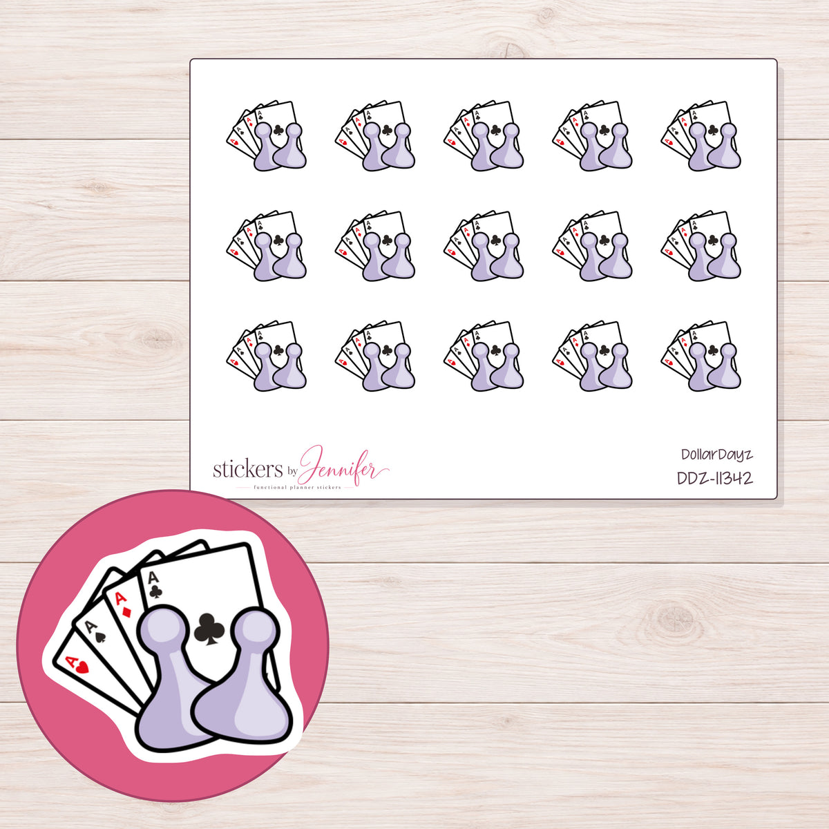 DDZ-11342 planner sticker sheet with enlarged sticker detail