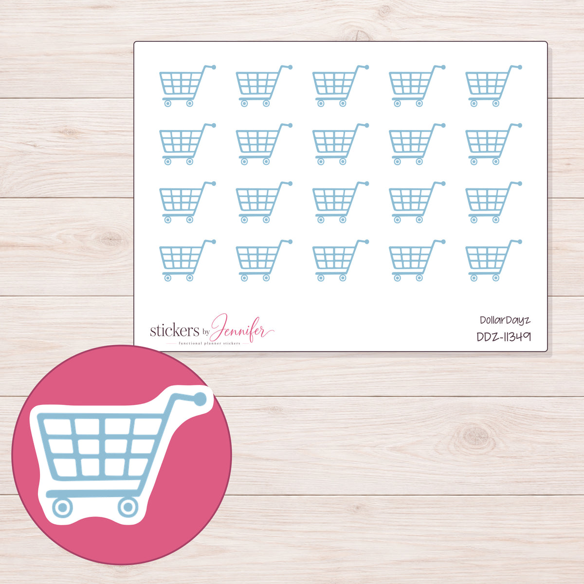 DDZ-11349 planner sticker sheet with enlarged sticker detail