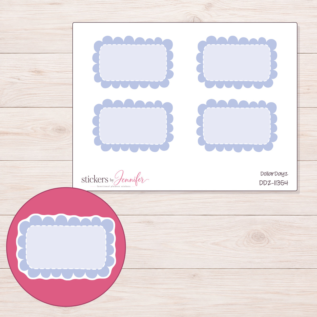 DDZ-11354 planner sticker sheet with enlarged sticker detail