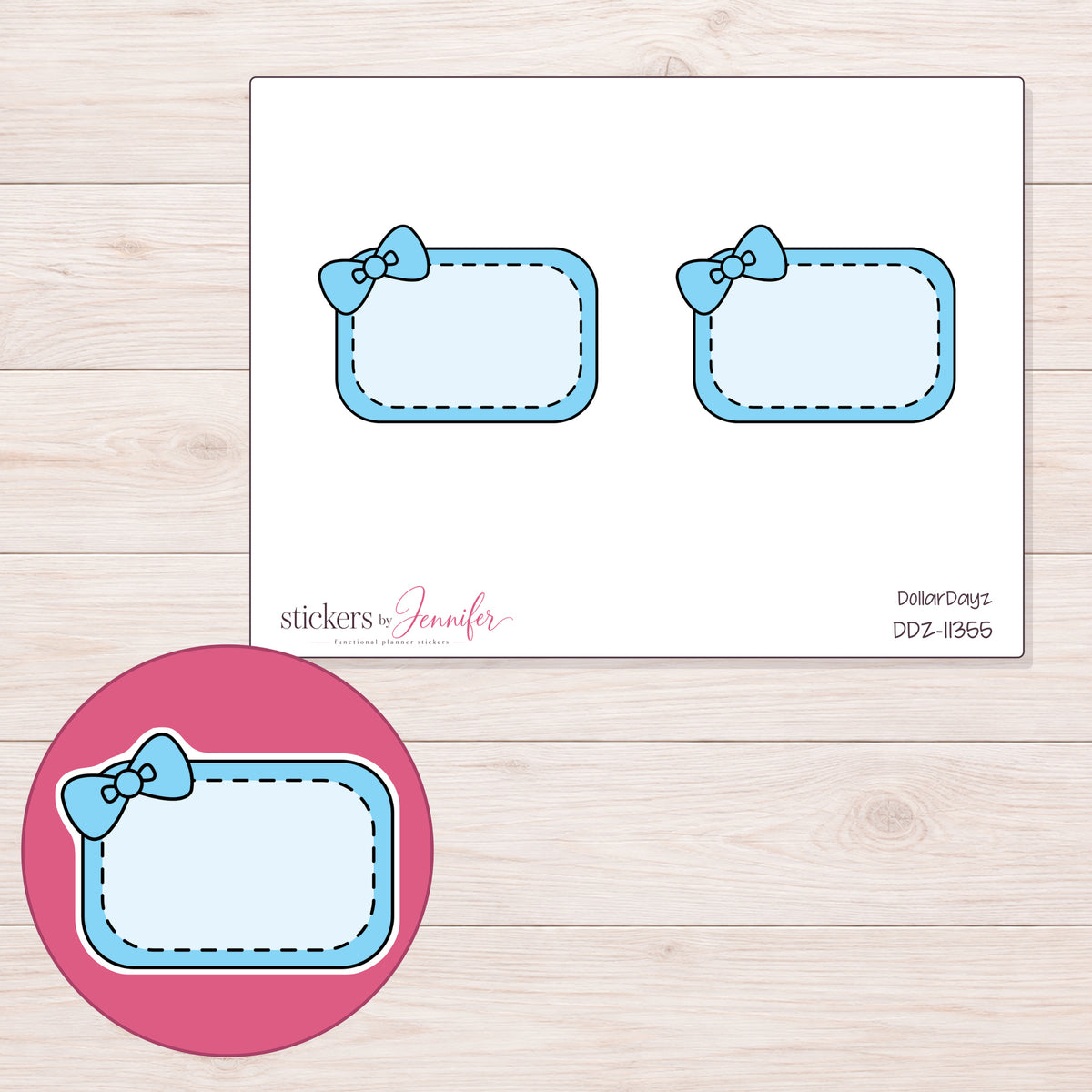 DDZ-11355 planner sticker sheet with enlarged sticker detail