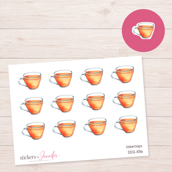 Orange Teacup Planner Stickers | DDZ-1136