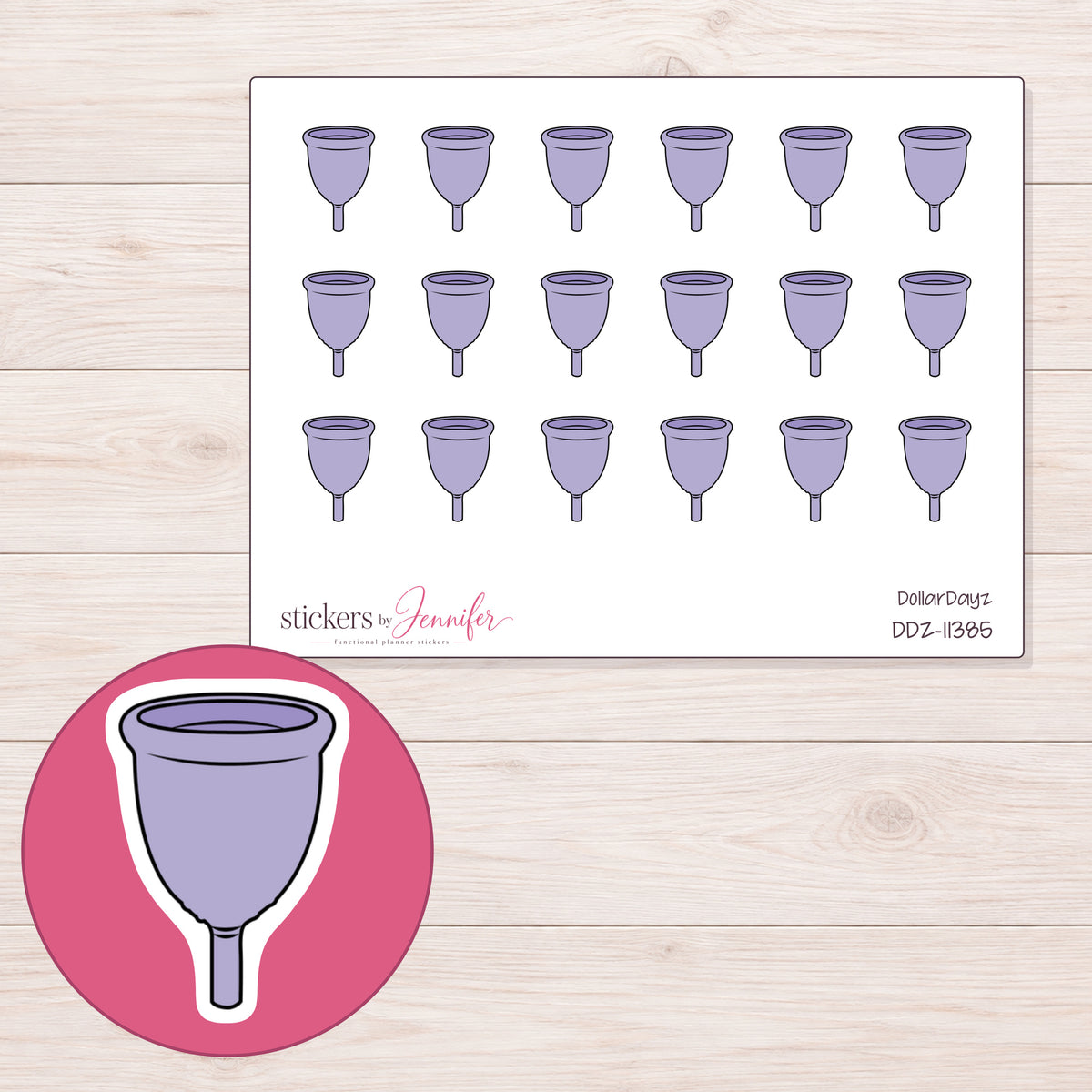DDZ-11385 planner sticker sheet with enlarged sticker detail