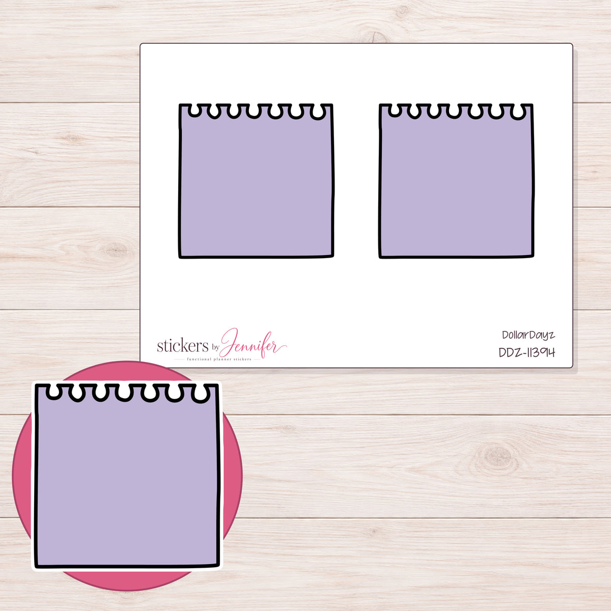 DDZ-11394 planner sticker sheet with enlarged sticker detail